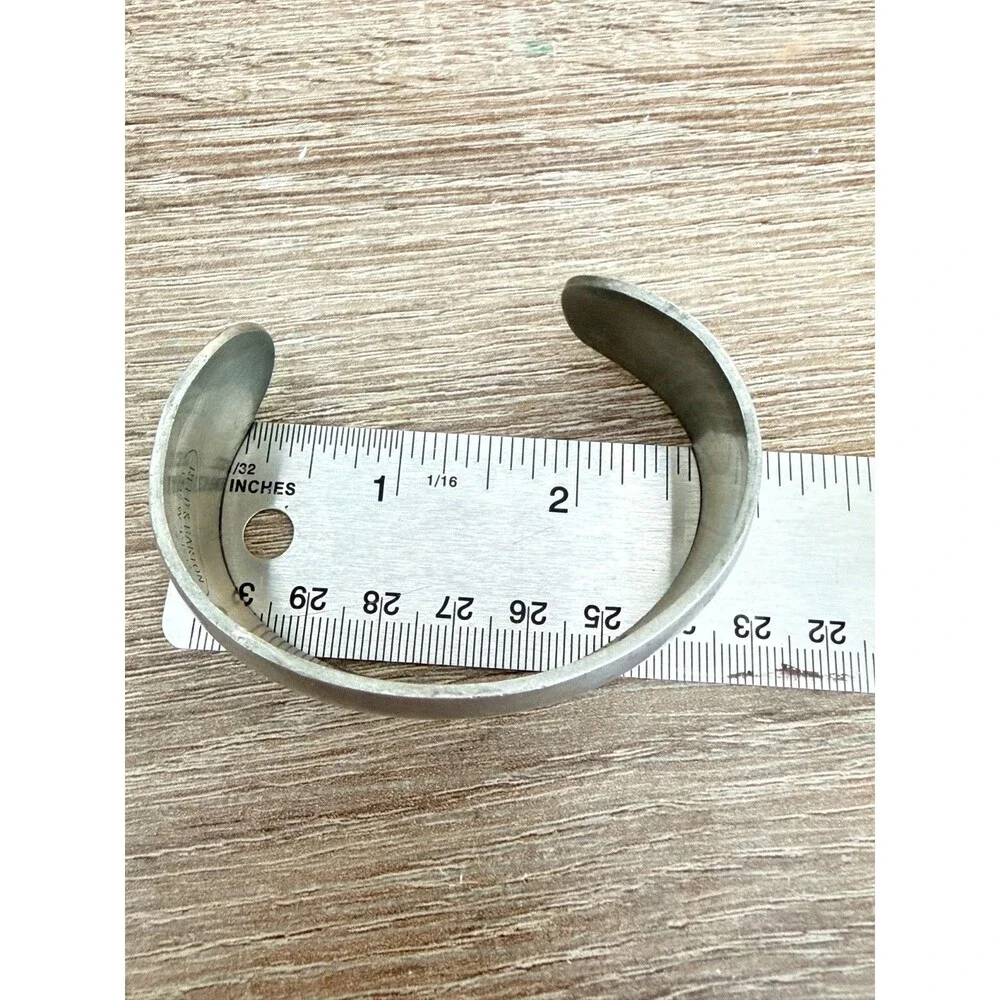 Vintage Reed & Barton Pewter P276 Wide Cuff Bracelet Silver Tone 1970s Vintage